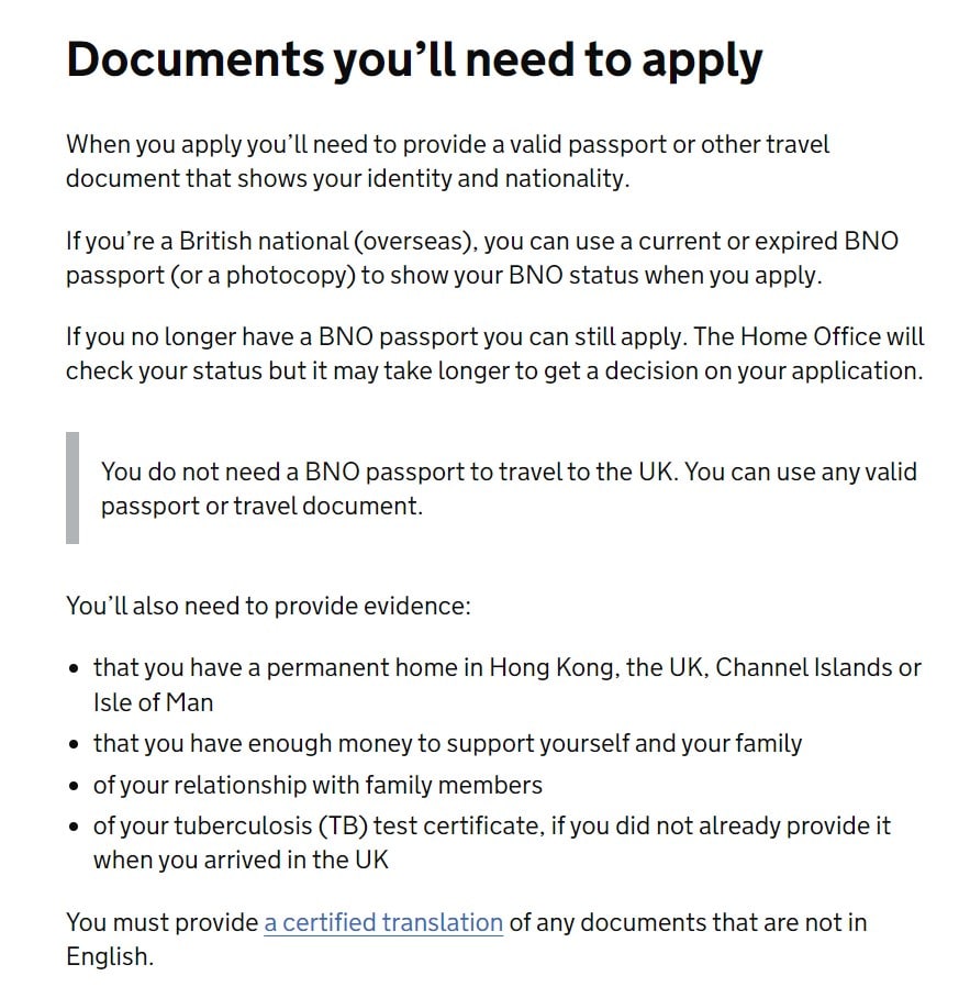 BNO Visa (5+1) 申請指引中文版