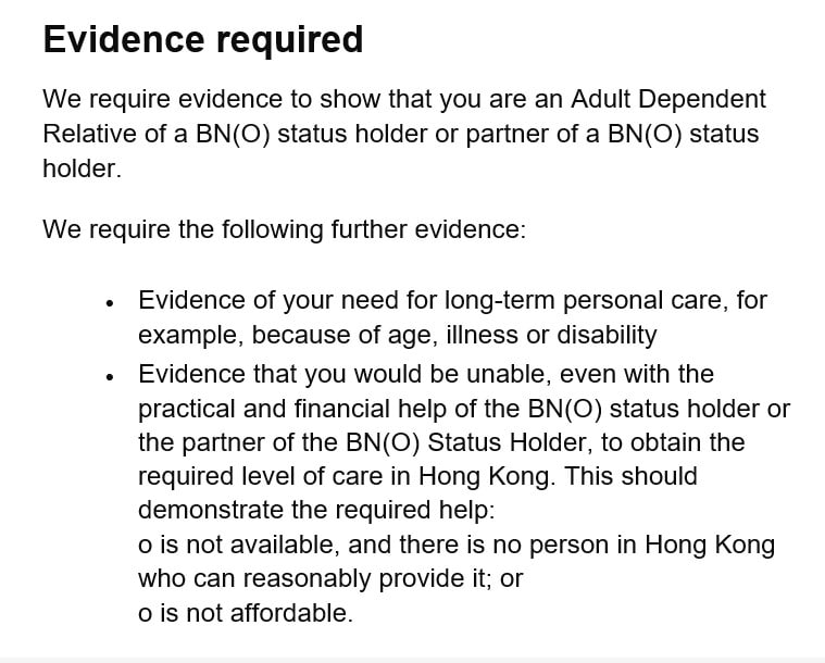 高度依賴父母及家屬申請BNO Visa